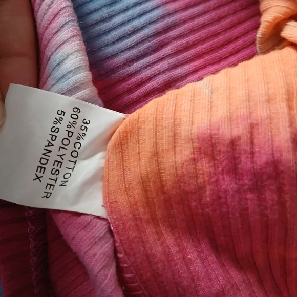 Colorful Tie-Dye Ribbed Crop Top - Picture 3 of 6